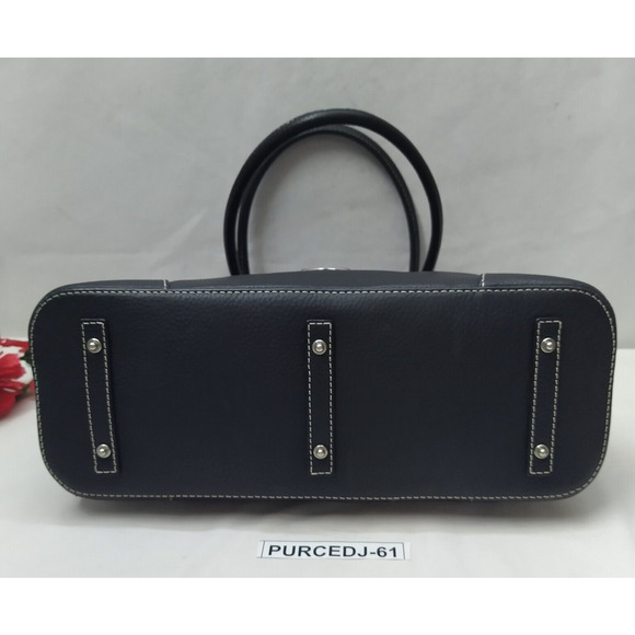 Dooney & Bourke Black Pebbled Leather Double Handles Zipper Satchel Shoulder Bag - Picture 9 of 16